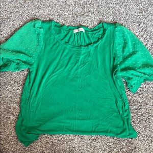 Beacon Emerald Blouse with Patterned Sleeves